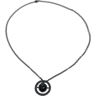 Chaîne de taille rétro sombre pour femme, pendentif Saturne noir entouré, design tridimensionnel personnalisé de luxe léger, accessoire tendance polyvalent noir