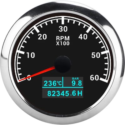 3-in-1 6000 RPM Toerenteller Watertemperatuur Oliedruk Urenteller IP67 Waterdicht voor Auto Boot Vrachtwagen Zwarte Wijzerplaat black