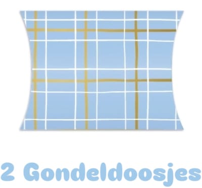 2x Gondeldoosje - blauwe ruit - cadeaubon inpakken - let op formaat