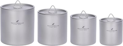 Dubbelwandige Titanium Mokken met Deksel - Ultralicht, Stapelbaar en Duurzaam Drinkgerei voor Koffie, Thee en Outdoor Activiteiten - Verkrijgbaar in 120ml, 200ml, 300ml en 400ml