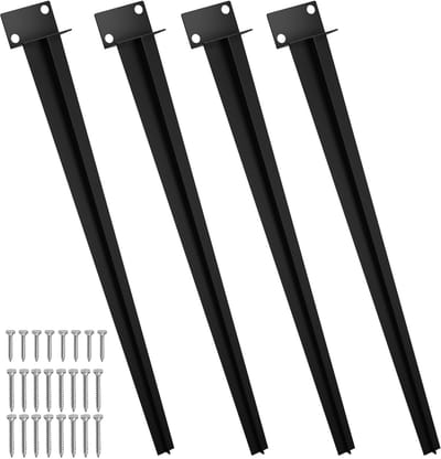 NAIZY 4x Grondhul Paalhouder L-vormige met 70 cm lange puntige L-paalsteun voor het inslaan van grondankers grondhulzen voor houten palen, Zwart