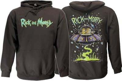 Rick and Morty Sweater Spacecruiser Pullover Hoodie Donkergrijs - Officiële Merchandise - S