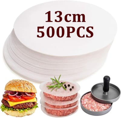 Famanu – Hamburgerpapier 500 vellen Ø13 cm, antiaanbak waspapier voor burgers en patties