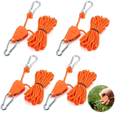 Dailygoods - Scheerlijnen - Verstelbare kabelratel - Reflecterend - Oranje - Winddicht touw - Ideaal voor zonnezeil en tenten