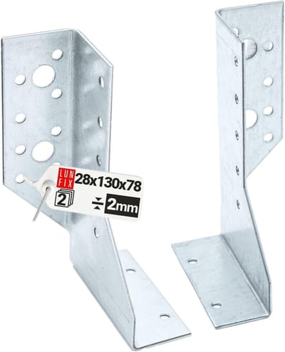 Balkschoenen Paar - Houten Verbindingen - Stevig Bouwen - Verzinkt Staal - 28x130x78mm - Zilver