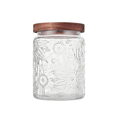 YONO Glazen Pot met Houten Deksel - 700ml - Voorraadpot Glas - Snoeppot - Voorraadpotten
