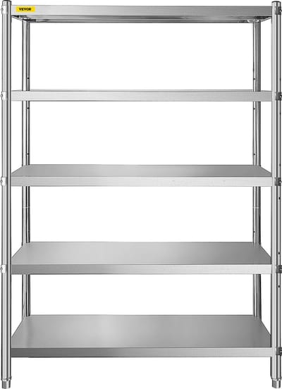 VEVOR Stellingkast Opbergrek 1219.2x469.9x1830mm Horecastellingen Opbergplank Met 5 Niveaus 150kg