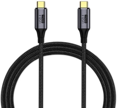 USB-C Male naar USB-C Male - Thunderbolt - USB 4 40Gbps - snel laden oplader en data kabel - 100W - voor o.a. telefoon en laptop - 120 CM - zwart