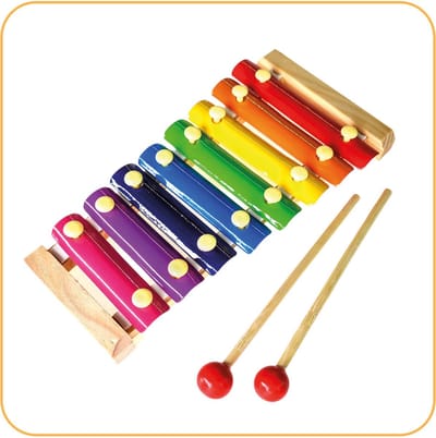 Jobber Toys Houten Xylofoon Kinderen - Muziek - 8 Toetsen - 24 cm
