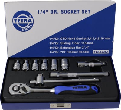 TETRA Tools - Doppenset - Dopsleutel - Dopsleutelset - 1/4 - 10-delig, 3, 4, 5, 6, 8, 10 mm