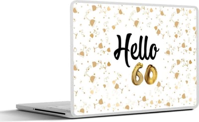 Laptop sticker - 15.6 inch - Feest - 60 jaar - Goud - 36x27,5cm - Laptopstickers - Laptop skin - Cover