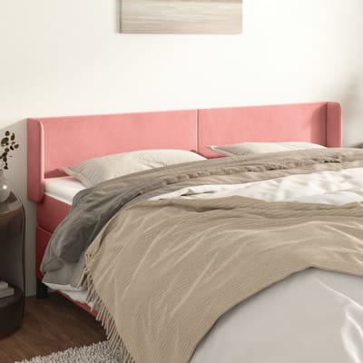vidaXL - Hoofdbord - met - randen - 163x16x78/88 - cm - fluweel - roze