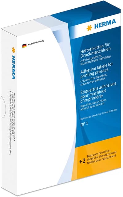 Hechtetiketten voor drukmachines, DP1, 22 x 32 mm, wit, permanent hechtend