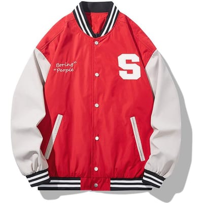 Baseballuniformen voor Heren Lente en Herfst Nieuwe Trendy Geborduurde Herenjassen voor Tieners en Koppels Losse Casual Jassen voor Heren XXXL red