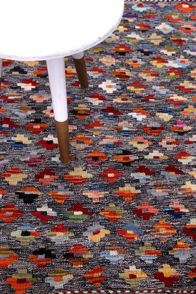 Kleurrijk Tapijt Laagpolig Handgeweven Wollen Vloerkleed - Koho Afghan Kelim 122x77 - 122x77cm- Modern - Woonkamer - Salon - Slaapkamer - Eetkamer
