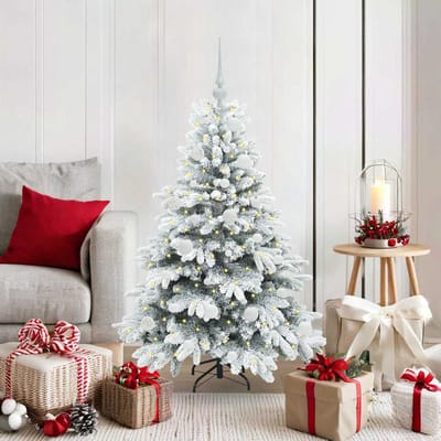 vidaXL - Kunstkerstboom - met - 150 - LED - met - standaard - Wit - 120 - cm - PE - en - PVC