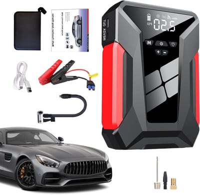 Auto Startkabel - Jumpstarter Box - Noodsituaties Onderweg - Met Opblaasfunctie - Compact Ontwerp - Zwart