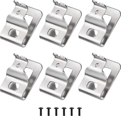 Riemclips geschikt voor Dewalt, 6 stuks 304 roestvrijstalen boorgereedschapsclips haakset met schroeven geschikt voor Dewalt N268241 Geschikt voor 20V elektrisch gereedschap DCD980 DCD985 DCD980L2 DCD985L2