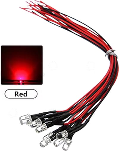 Knipper Led 5mm Blinking met kabel 12V - 10 stuks- kleur Rood