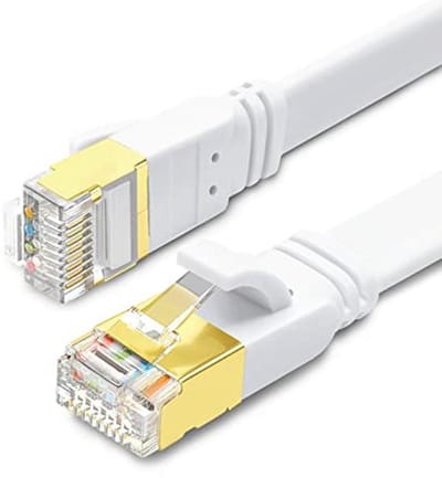 Yauhody Cat8 Ethernet Cable 6m 40Gbps Network Cable Flat 2000MHz SFTP Internet Cable Lan High Speed Ethernet Cable RJ45 Patch Cable for Poe, PS5, Modem, Router, TV, PC, Faster than Cat6/Cat7 (White)