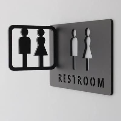 Badkamer deurbord - Toiletteken - Ruimte aanduiden - Universeel design - 8 x 47 inch - Zwart