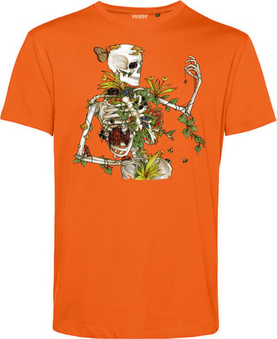 T-shirt Bones and Botany | Halloween Kostuum Volwassenen | Halloween | Foute Party | Oranje | maat XS