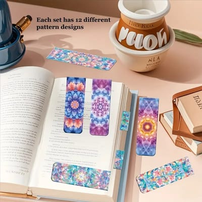 Viwado® Magnetische Boekenleggers Set (12 Stuks) - Mandala & Kaleidoscoop Paginamarkers