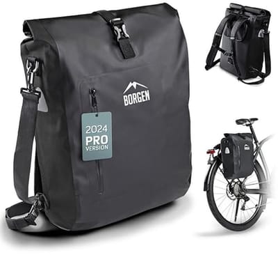 SnelShoppen - Borgen Fietstas voor Bagagedrager 25L, 100% Waterdicht, Draaggreep, Schouderriem, Fietstas Achterop, Bagagedragertas voor Fietsen, Ideaa