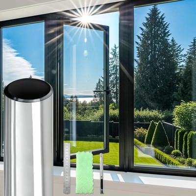 Raamfolie Anti-inkijk - Spiegelende folie Zonwering - Privacy Overdag - Warmte en UV-Regulatie - 60 x 200 cm - Zilver