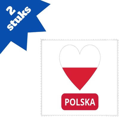 Akyol - polska vlag hartje brillendoekjes - Polen - reizigers - toerist - verjaardagscadeau - souvenir - vakantie - kado - 17,8 bij 17,8 cm - 2 stuks
