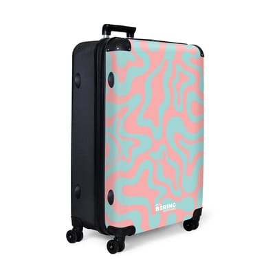 NoBoringSuitcases.com® - Koffer groot - Reiskoffer lichtgewicht - Roze met blauw abstract patroon - Rolkoffer met 4 wielen - Grote trolley XL - 98 liter bagage