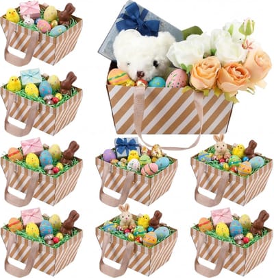 Cadeau Manden - Feestelijke Dozen - Verpakken Cadeaus - Met Handvatten - 48 Stuks - Bruin Beige