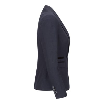 Dames getailleerde tweed marineblauwe geruite blazer wollen jas