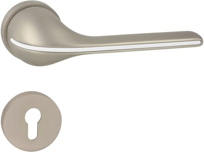 Domino® Deurkrukgarnituur LUNA R M91 WHITE - Nikkel/Wit - PZ-Profielcilinderset met Ronde Rozette - Deurbeslag van aluminium - Deurklink voor kamerdeur, kantoordeur, kelderdeur en binnendeur