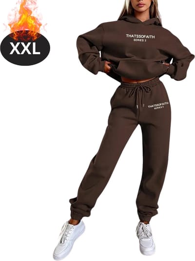 Nivard Joggingpak - Huispak - Volwassenen - Trainingspak - Comfortabel - Joggingsbroek - Tracksuit - Dames - Koffie - XXL