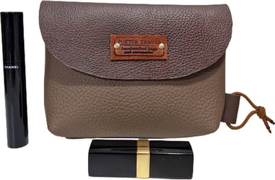 Toetie & Zo Handgemaakte Makeuptas - Leer - Bruin - Clutch - Telefoontas - Medicijnhoesje - Leder
