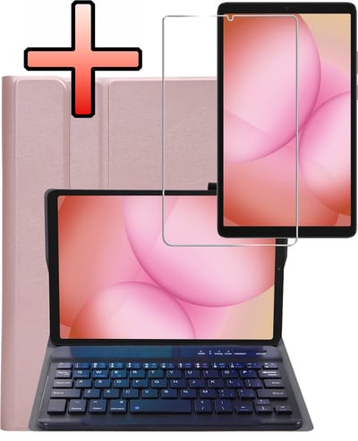 Hoes - Geschikt voor Samsung Galaxy Tab A11 - Met Screenprotector - Keyboard Book Cover - Toetsenbord Case - Hoesje - Rosé goud