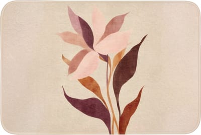 Badmat 90x60 cm - Antislip - Bloemen - Blaadjes - Minimalistisch - Roze - Badmatten voor badkamer - Badkamermat - Douchemat - Badkamer mat