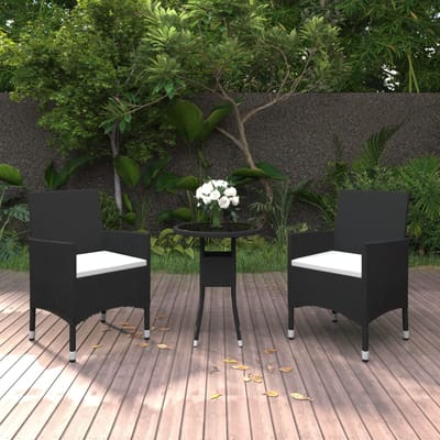 vidaXL - 3-delige - Tuinset - poly - rattan - zwart