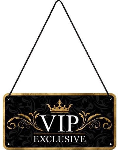 VIP Exclusive Hangend Metalen Bord 10 x 20 cm