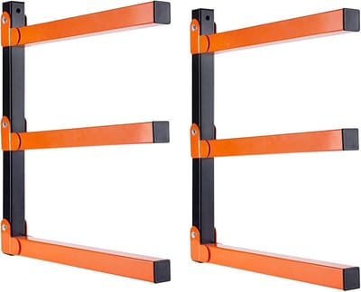 Houten Opbergrek - Brandhouthouder Rek - Hout Netjes Opslaan - 3 Niveaus Opslag - 2 stuks - Zwart Oranje