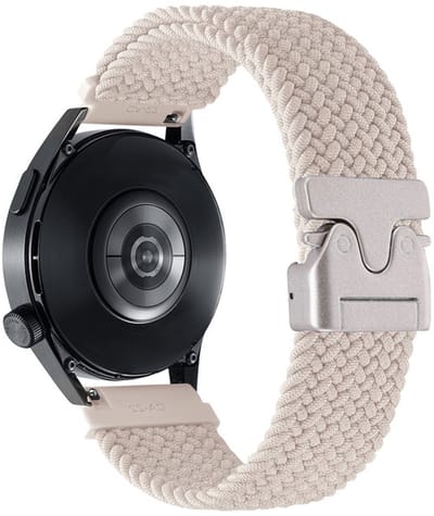 Nylon bandje - geschikt voor Garmin Venu (2 Plus) / Venu SQ (2) / Vivomove (Style - Sport) / Vivoactive 3 / 5 / 6 / Forerunner 55 / 165 / 245 / 645 / 570 - 42mm - beige