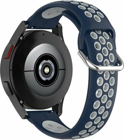 By Qubix - Geschikt voor Garmin bandje - Geschikt voor Garmin Vivoactive 4 / 4L - Siliconen sportbandje met gesp - Donkerblauw + Grijs - Smartwatch bandje 22mm