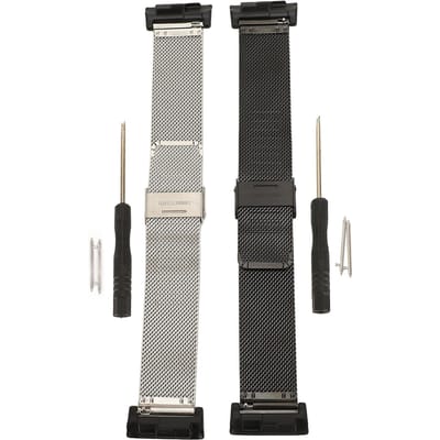 2 stuks Metalen Horlogeband Compatibel voor Horloge D 22mm Mesh Vervanging Polsband Armband Accessoire gray