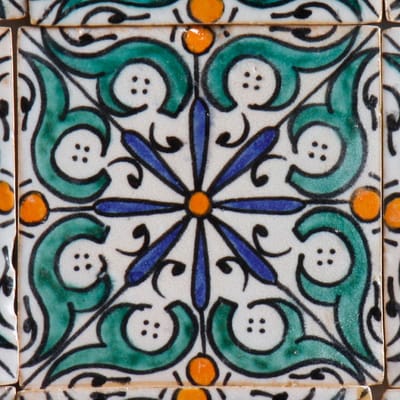 Wandtegels – Handgeschilderde tegel – Set van 4 – 10×10 cm – Mediterraan sterrenmotief