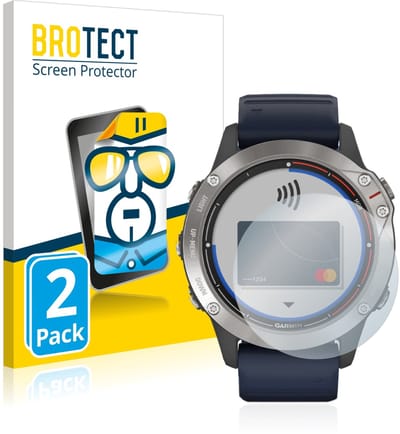 BROTECT - Screenprotector voor Garmin quatix 6 - Folie Beschermfolie transparant 2 Stuks