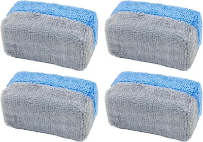 Wax Applicator Pad - Microvezel Spons - Auto Reinigen - Krasvrije Prestaties - 4 Stuks - Grijs