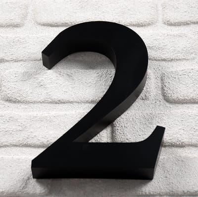 Promessa-Design - Huisnummer 2 RVS Zwart 3D Bold - Hoogte 25 cm - Dikte 3 cm - Type 3D/25/Zwart/2/RomaBold.