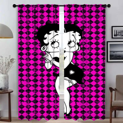 Verduisterende Keukengordijnen voor Slaapkamer B-bettys BoopS Raamgordijn voor Kamer 2 Panelen Halloween Decoratie Shades Scheidingswand Kind W50xH70cmx2pcs-CL