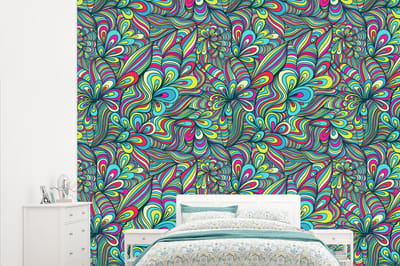 Behang - Fotobehang Fantasy - Design - Kleuren - Retro - Breedte 315 cm x hoogte 260 cm